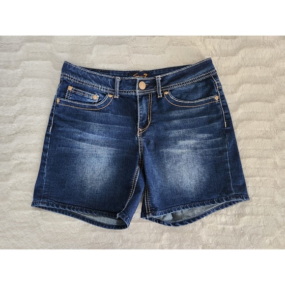Seven7 Denim Shorts Dark Wash Womens Size 6 Inseam 6" - Picture 1 of 9